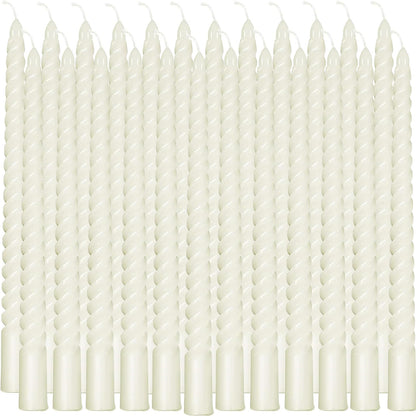 Spiral Taper Candles,10Inch Twist Taper Candle,White Spiral Candle,Dripless Twisted Candles,Taper Spiral Long Candles Wax Unscented Dinner Candle Stick Candles (White-24Pcs)