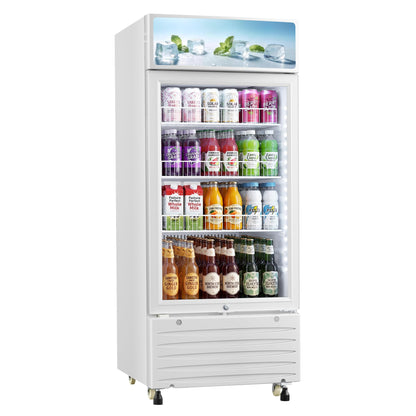 ICEVIVAL Commercial Beverage Refrigerator, 5.8 cu.ft Glass Door Drink Cooler with LED Lightbox & Lock, 32-50℉ Adjustable Temperature, ETL Certified Display Fridge for Bar, Restaurant & Shop