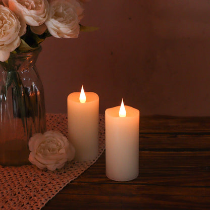 TECHLONG Flameless Candles Battery Operated with Remote Timer, 3D Moving Flame Flickering, Last 400+ Hours, 2" x 4" Ivory Real Wax Electric LED Candle for Christmas Home Wedding Decor, 2 Pack