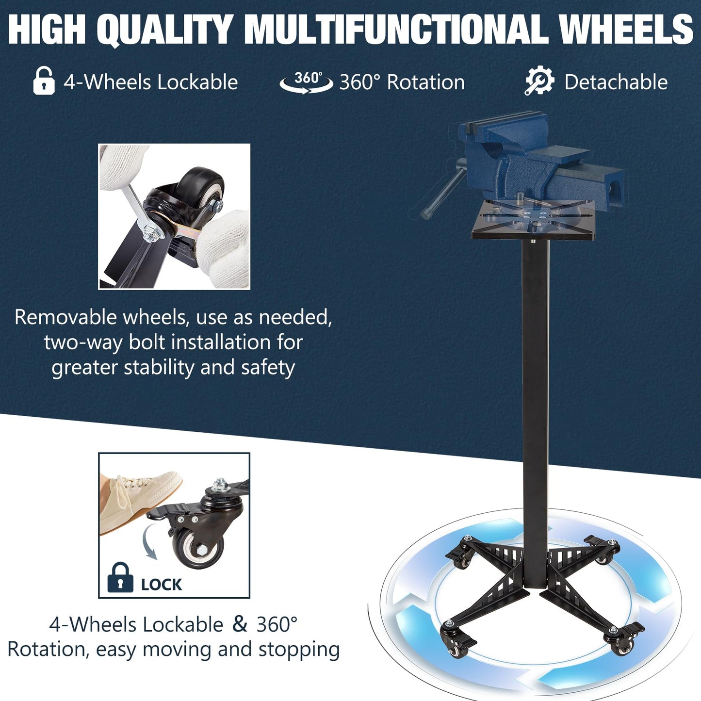 Krimocy Bench Grinder Stand, Mount Vise and Grinder Stand Pedestal with 9.85" x 8.66" Mounting Plate, Compatible with Most Bench Grinders