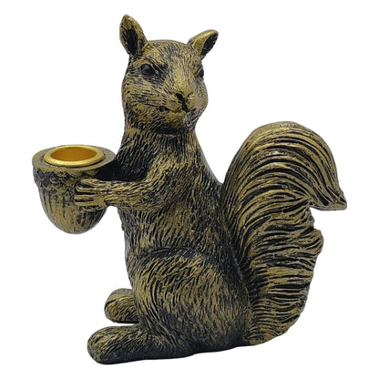 KISWIAR Cute Squirrel Candle Holder, Resin Squirrel Statue, Animal Desktop Candle Holder Figurine Home Decor for Fireplace Bookshelf Garden