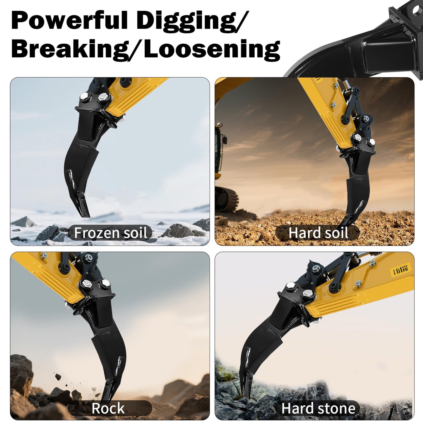 Mini Excavator Ripper - Mini Excavator Attachments for 1-1.8 ton mini excavator | 90mm Span | 0.98in Hole | Includes Pins | for Farm, Garden, Construction and Road Maintenance.