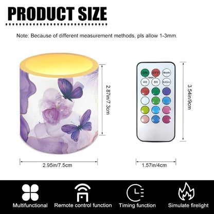 Cozeyat Purple Marble LED Candles Set of 4 Battery Powered Flameless with Remote Timer Dancing Flame Waterproof for Home Beach Garden Decoration