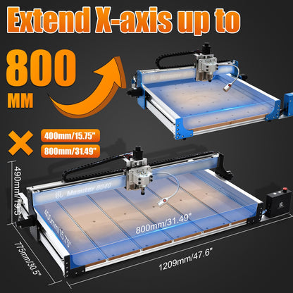PLSROVACIX CNC Router Machine 800x400mm, 3 Axis Milling and Engraving Kit with 300W Spindle, Closed-Loop Stepper Motors, Ball Screws & Linear Guides, <±0.03mm Accuracy for Wood Acrylic Metal Aluminum.