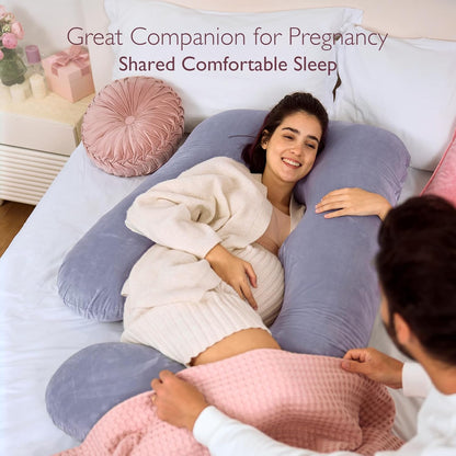 Momcozy Pregnancy Pillow - Cooling Comfort for Hot Sleepers | Soft and Supportive Design