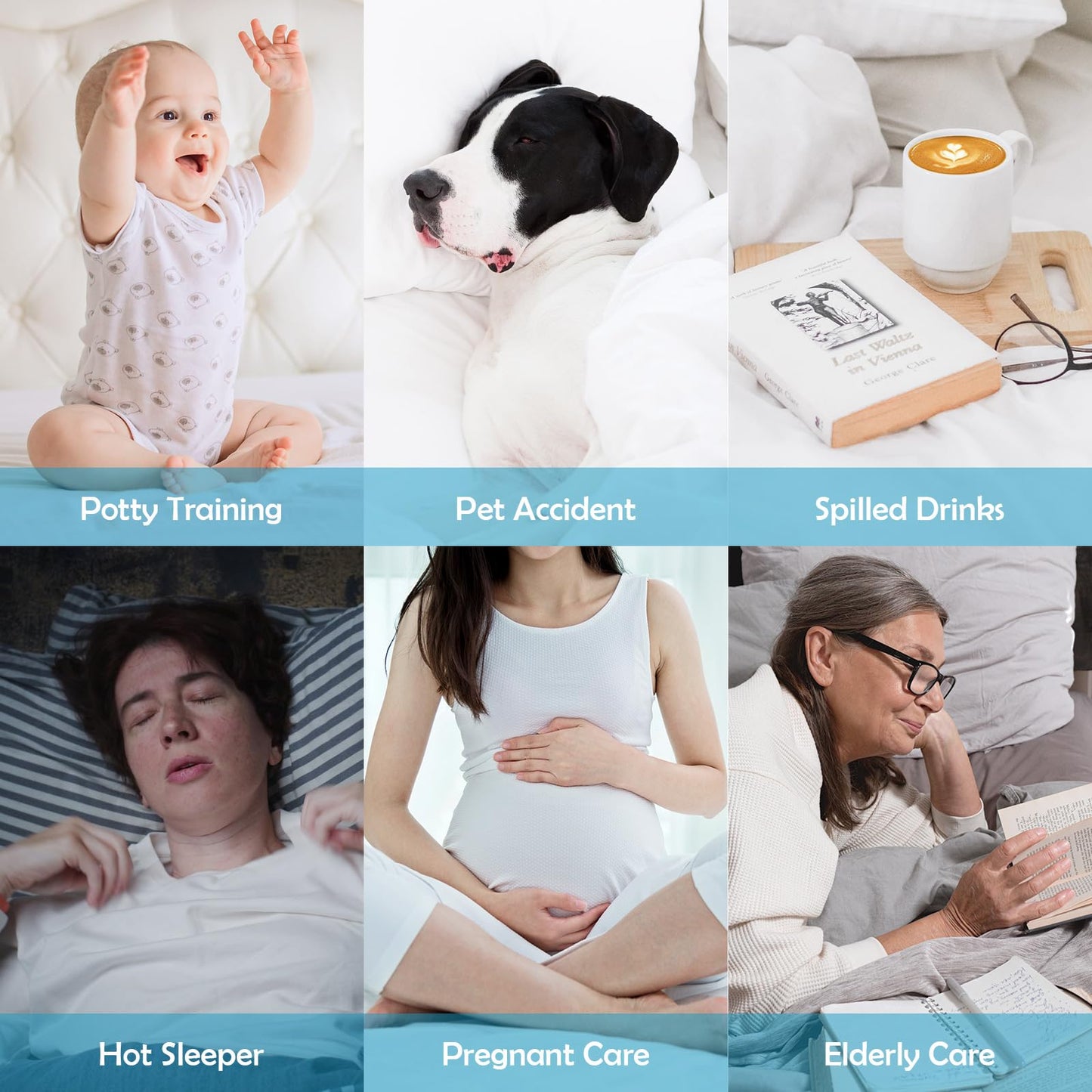Cozymaker Queen Size 100% Waterproof Mattress Protector, Cooling Mattress Pad Cover Fitted 8"-21" Deep Pocket, 3D Air Fabric Soft Breathable Smooth Bed Cover Noiseless Washable
