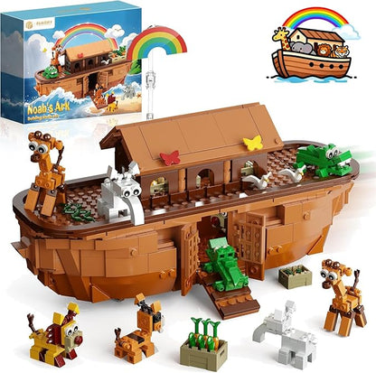 Noah's Ark Building Blocks Set - 845 PCS Deluxe Bible Story Model Kit for Adults Boys &amp Girls Interactive Religious Construction Toy Ideal Christian Gift for Birthday Baptism &amp Easter
