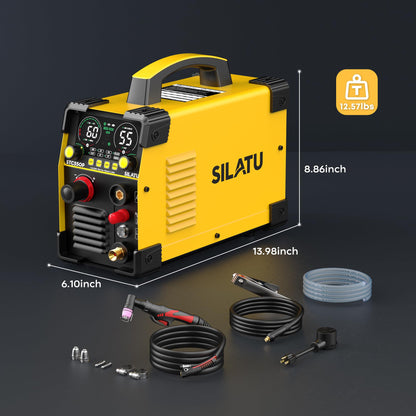 SILATU 55Amps Plasma Cutter, STC550P HF Non-Touch Pilot Arc Plasma Cutter Machine, 110/220V Dual Voltage LED Display Air Sensor Technology, 1/2'' Clean Cut 2/3'' Max Cut, PT/2T/4T for Beginners DIY