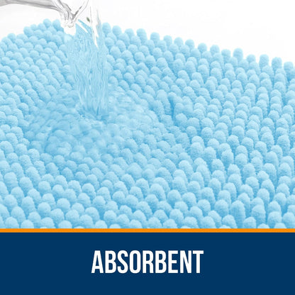 OLANLY Bath Rugs - Extra Soft Chenille, Quick-Dry & Machine Washable | 30x20, Sky Blue