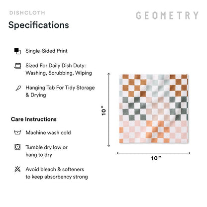 GEOMETRY Kitchen Dish Cloths - Quick Dry Dishcloths for Kitchen - Premium Dish Rags with Geoweave - 3-Pack Set Autumn Checkers