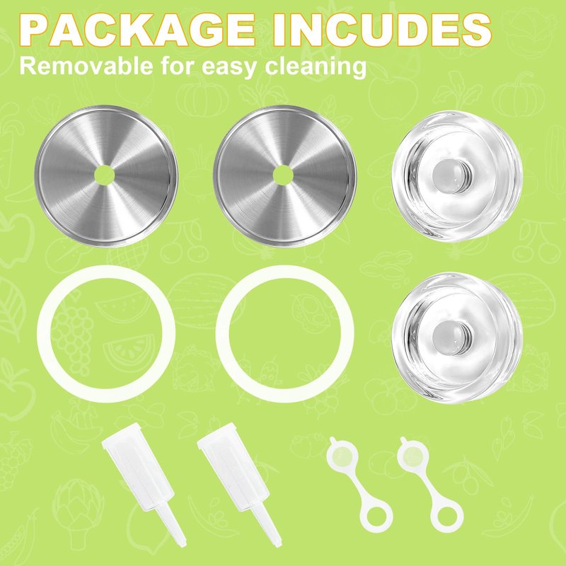JOBVERT Fermentation Kit - 2 Upgraded Lids and 2 Glass Weights for 86MM Wide Mouth Mason Jars, Making and Storing Sauerkraut (Jars Not Included)