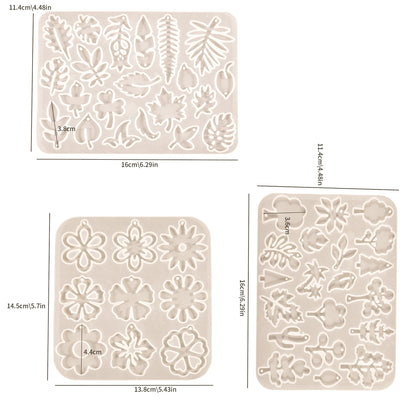 3 Pack Leaf/Flower/Tulip Pendant Earring Nacklace Resin Mold - Resin Casting Silicone Molds for Home Decor & Candle Making Wave Spiral Mold
