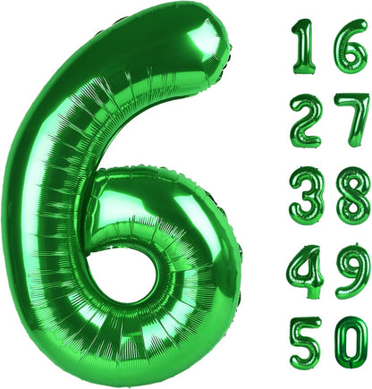 Skiennix Jumbo Green Number 6 Balloon - Mylar Foil Helium Balloon for Birthday & Anniversary Decor