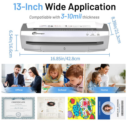 Buyounger 3-10 Mil Laminator Machine, 4-Roller Commercial Laminator Machine with 50 Laminating Sheets, 13 Inch Laminating Machine 11X17 with 1000mm/min Speed & REV Jam-Free for Office School Home