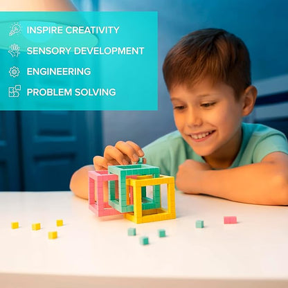 PIXIO Sweet - Tiny Magnetic Blocks Building Toy in The Pixel Art Style with Free App - 5/16 Plastic Cubes with 6 Magnets Inside - Open Ended Toy - Creativity Kit for Ages 6+ - 60pcs