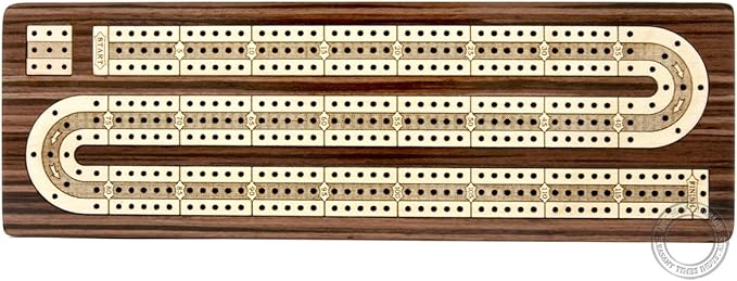House of Cribbage - Continuous Cribbage Board/Box Inlaid in Rosewood/Maple 12 - 3 Tracks - Sliding Lid Drawer