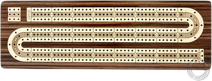 House of Cribbage - Continuous Cribbage Board/Box Inlaid in Rosewood/Maple 12 - 3 Tracks - Sliding Lid Drawer