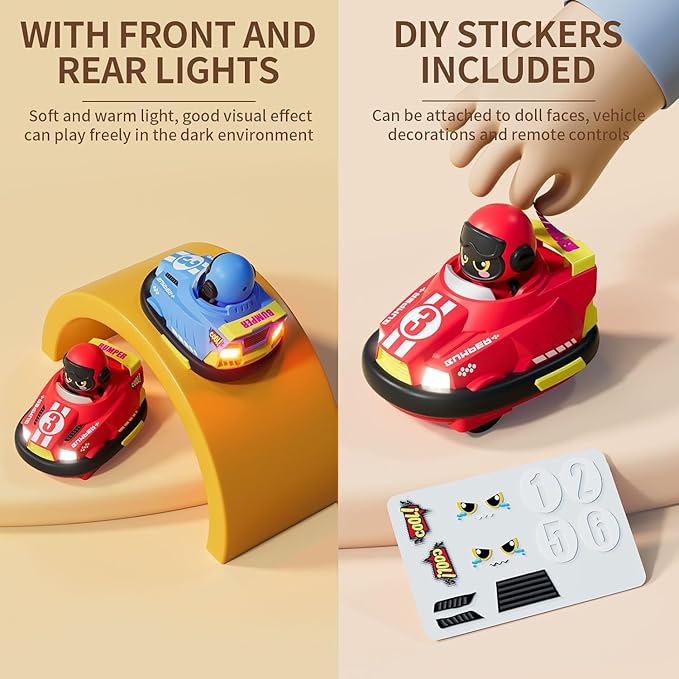 OBEST 2 Pack Remote Control Car RC Ejecting Bumper Car for Kids Light &amp Sound &amp 360°Rotating Bumper Cars for 3 4 5 6+ Year Old Boys Girls Christmas Birthday Gifts