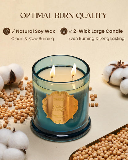 M&SENSE Ocean Escape Soy Candle,Non Toxic 12.7oz 75H Slow Burn, Coastal Sea Breeze Summer Aroma, Housewarming Gifts