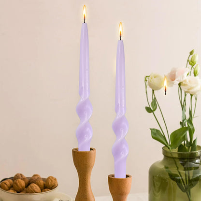 Purple Taper Candles 10inches Spiral Taper Candles Purple Long Twisted Candlesticks Smokeless Unscented Candle Stick Dinner Tall Candle for Christmas advent Home Décor Weddings Festive Seasons Holiday