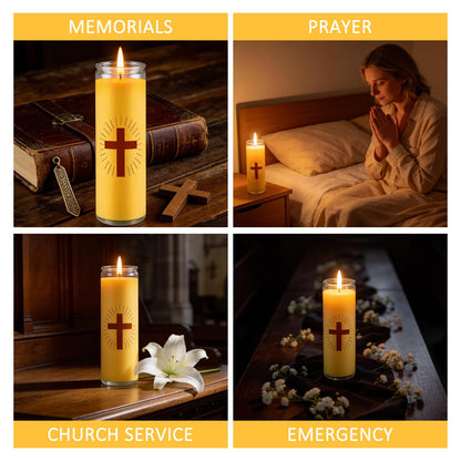 Trxvxo Pure Beeswax Prayer Candles, Devotional Candles in Safe Blown Glass Jars with Cross, Long‑Burning Smokeless Honey Scent Catholic Candles for Vigil, Church & Memorials