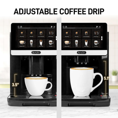 Zulay Magia Super Automatic Espresso Maker Machine with Grinder - 19 Fully Customizable Coffee Options, Auto Cleaning, Milk Foam System - for Latte, Cappuccino- Prime - Silver (13.8x18x9.4)