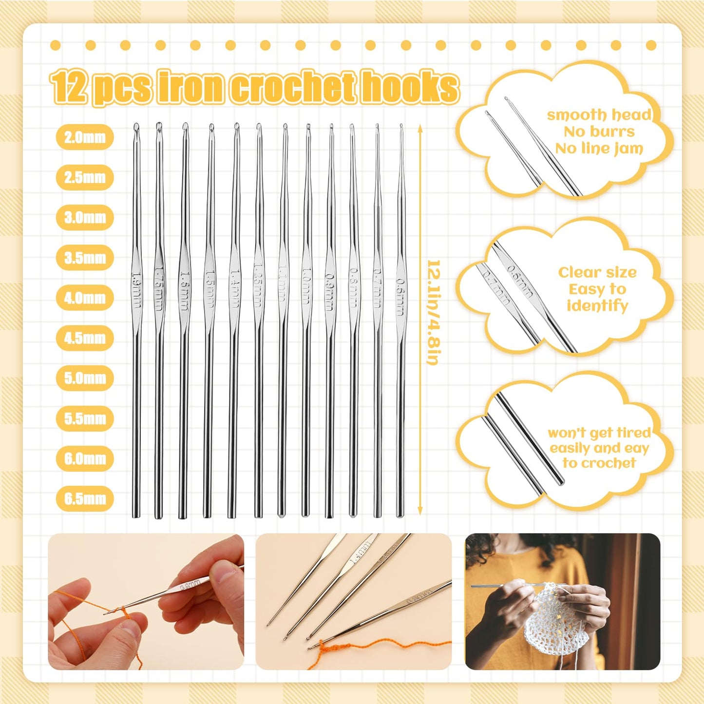 IMZAY 54 Pcs Crochet Hooks Set, Crochet Needles Set with Purple Storage Case, Ergonomic Knitting Needles Stitch Marker DIY Hand Knitting Craft Art Tools for Beginners