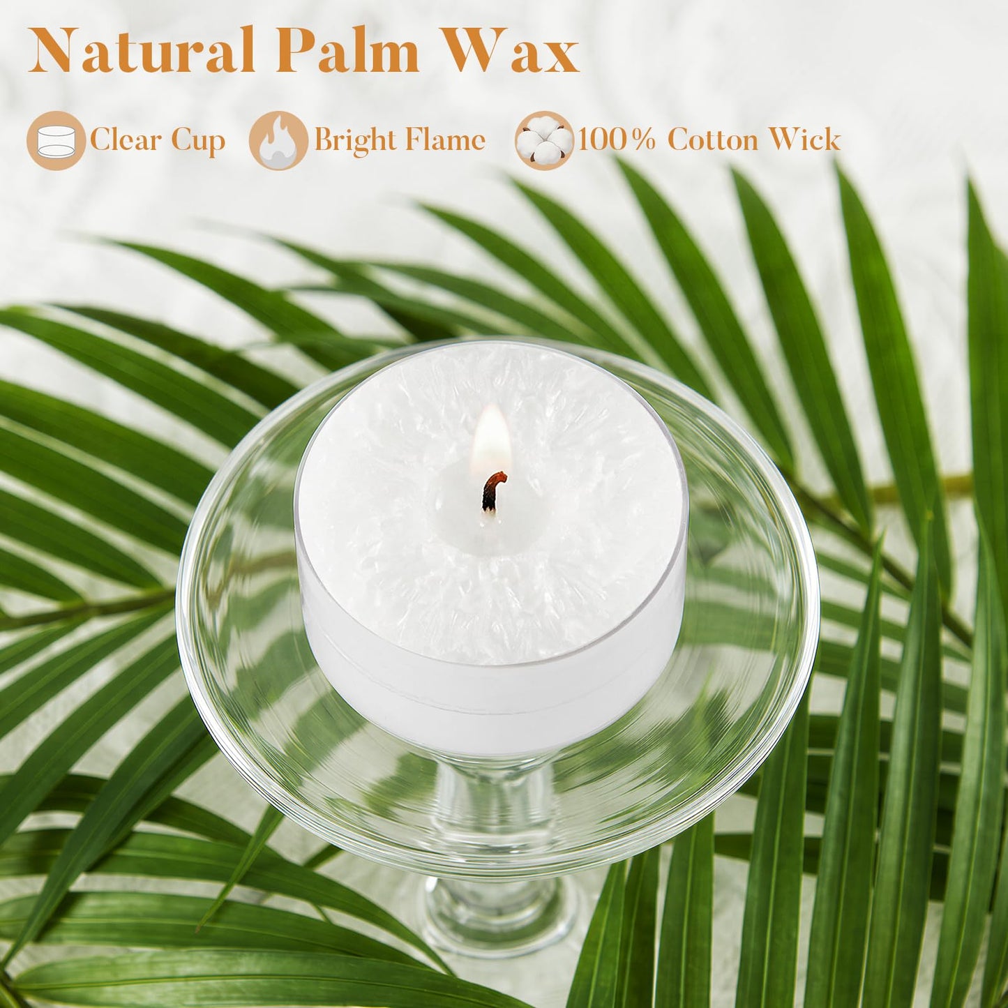 Ashlux Unscented Palm Tea Lights Candles, 16 Packs with Ice Flower Texture