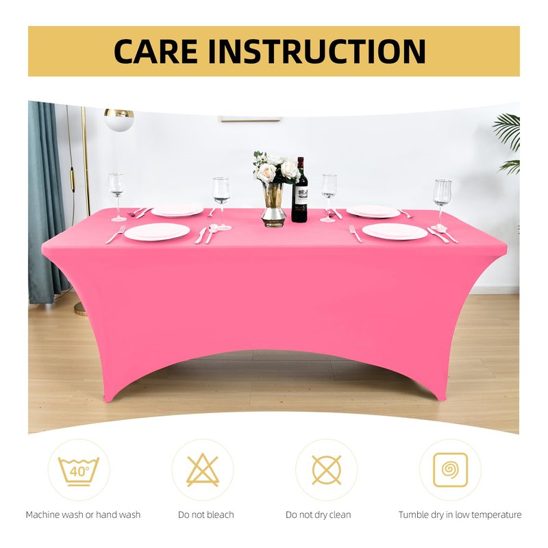 ZarzaaSik 2-Pack 8ft Spandex Table Covers for Rectangle Folding Tables - Washable Elastic Tablecloth - Ultimate Fitted Table Protector for Birthday Parties, Trade Shows, Banquet