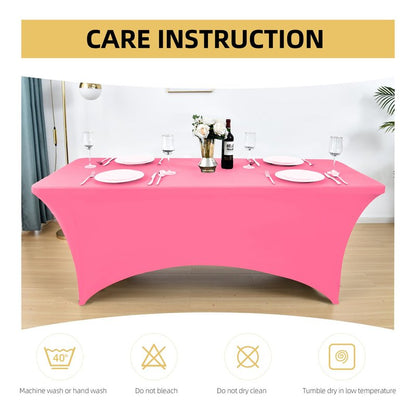 ZarzaaSik 6-Pack 8ft Spandex Table Covers for Rectangle Folding Tables - Washable Elastic Tablecloth - Ultimate Fitted Table Protector for Birthday Parties, Trade Shows, Banquet