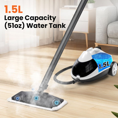 Steam Cleaner 1.5L Steamer for Cleaning Fast Heating 6-in-1 Multi-Surface with 8 Accessories UL499 Certified Heavy Duty Steam Cleaner for Home, Car, Floors, Sofas, Tiles, Grout Steam Cleaners