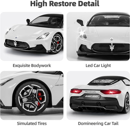 MIEBELY Maserati Remote Control Car Openable Door 1:12 Scale Rc Toy Car 7.4V 900mAh Licensed 12Km/h Fast Rc Cars with Led Light 2.4Ghz Model Car for Adults Boys Girls Birthday Ideas Gift (White)