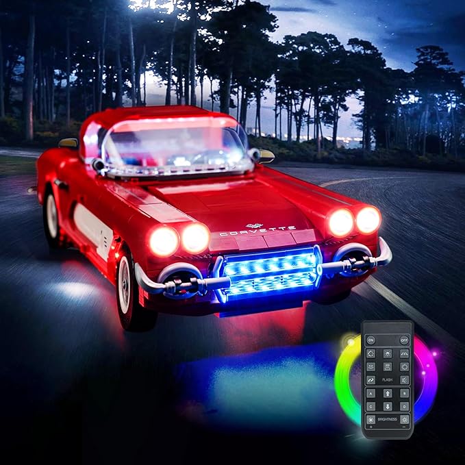 Upgraded Led Light Kit for Lego Icons Corvette Building Set Remote Control Compatible with Lego 10321 (Model Not Included)