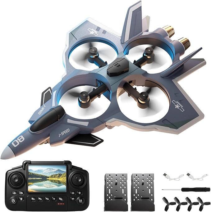 Snugzy RC Plane with Camera Brushless Remote Control with Screen 360° Flip Fighter Jet Toy for Kids 8-16 Airplane Toys Gifts for Kids and Adult