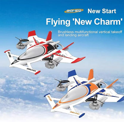 QIDI 570 RC Airplane 2.4Gh 6CH RC Glider Fixed Wing Aircraft 3 Flight Models Brushless RC Helicopters Vertical Takeoff RC Glider (Red)