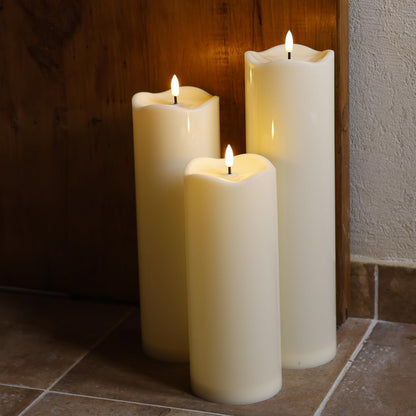AFINETH 4" x14" Outdoor Candles with Timer Waterproof Large Flickering Flameless Candles with Remote Plastic Tall Pillar Candles for Indoor Outdoor Use, Ivory 1Pack