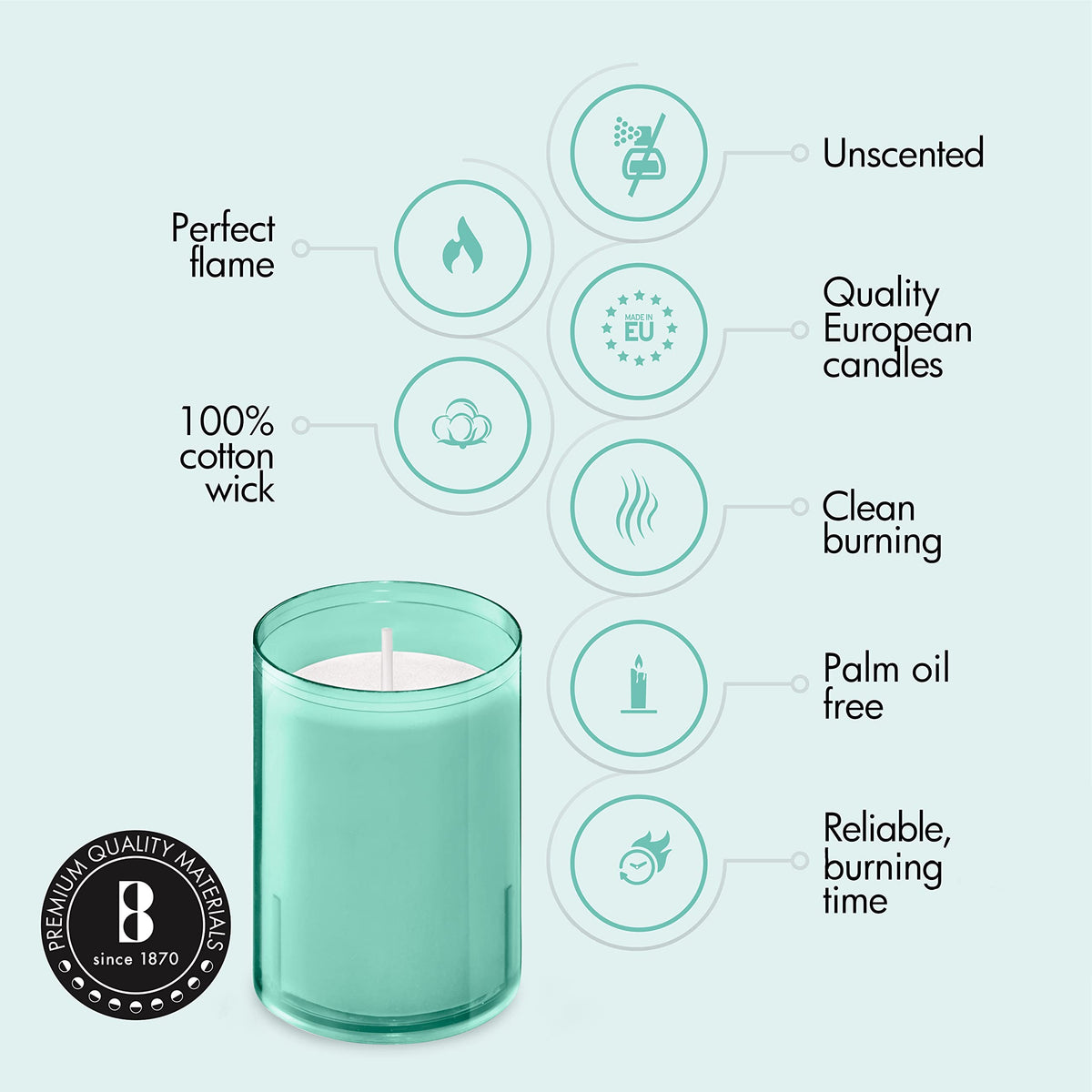 BOLSIUS 24 Hour Votive Candles - 20 Pack Wedding Candles in Green Unbreakable Plastic Cups - Premium European Quality - Unscented Smooth and Smokeless Relight Candles
