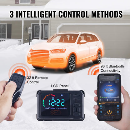 VEVOR Diesel Heater, 12V All-in-one Diesel Air Heater with Remote Control and LCD Display, 5L Fuel Tank Fast Heating Portable Diesel Parking Heater for RV, Truck, 8KW, Upgrade - APP Control, Orange