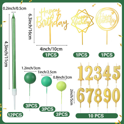 Yerliker 34 Pcs Happy Birthday Cake Toppers Decorations Birthday Candles DIY Cake Decor for Men Women Wedding Anniversary(Jungle)