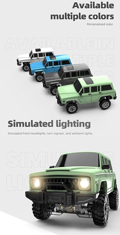 SNICLO 1:64 Mini 4WD RC Off-Road Car 2.4G Full Proportional Control Metal Driveshaft Multi-Link Chassis Independent Suspension RTR Electric Climbing Vehicle(Grey/RTR Cam Version)