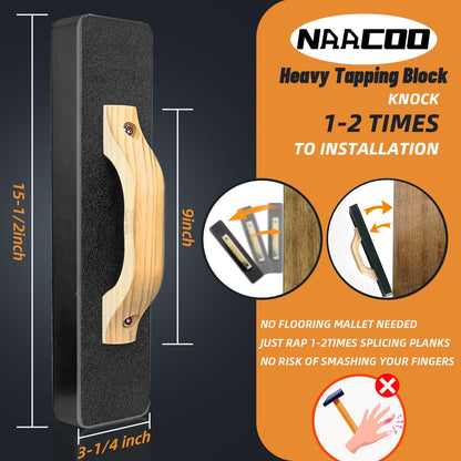 NAACOO Laminate Flooring Tools,Vinyl Flooring Tools, Heavy Tapping Block, Heavy Pull Bar, 10”Contour Gauge, 20pc Upgrade Flooring Spacers, Rubber Mallet - Professional 5 in 1 Flooring Installation Kit