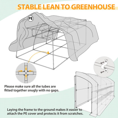 EAGLE PEAK 3 Tier Lean to Portable Greenhouse, Heavy-Duty Indoor & Outdoor Garden with Wire Shelves, 2 Roll-Up Zipper Doors, Easy Assembly, 120"x60"x84" Clear/Green PE Cover