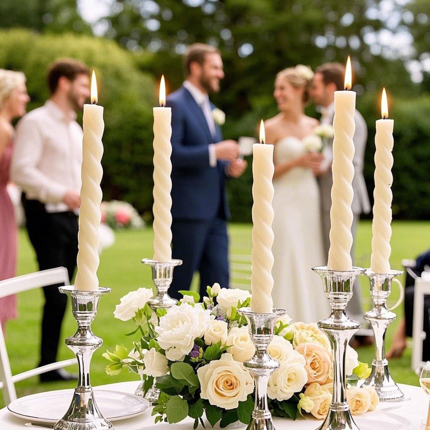 10 Inch 6 Pack Ivory Spiral Taper Candles- 8 Hours Long Burning Twisted Candlesticks Tall Candles for Home Decor Religious Ceremonies Weddings Dinner Holiday Decoration Formal Events (Ivory)