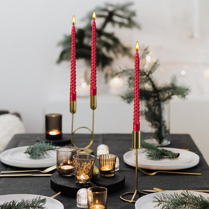 Likejarcand 10 inch Spiral red Tapered Candles,-Set of 4 Tapered Candles, red Tall Candlesticks, Long Candl Sticks, Home Dinner, Party, Wedding, Halloween