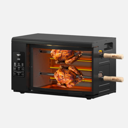 Electric Rotisserie Oven Brazilian Flame VOLTA | Vertical Countertop Grill with Auto-Rotating Skewers Shawarma Grill Machine Meat Kebab | Indoor Adjustable Temperature | 8lb Capacity | World Cup Grill