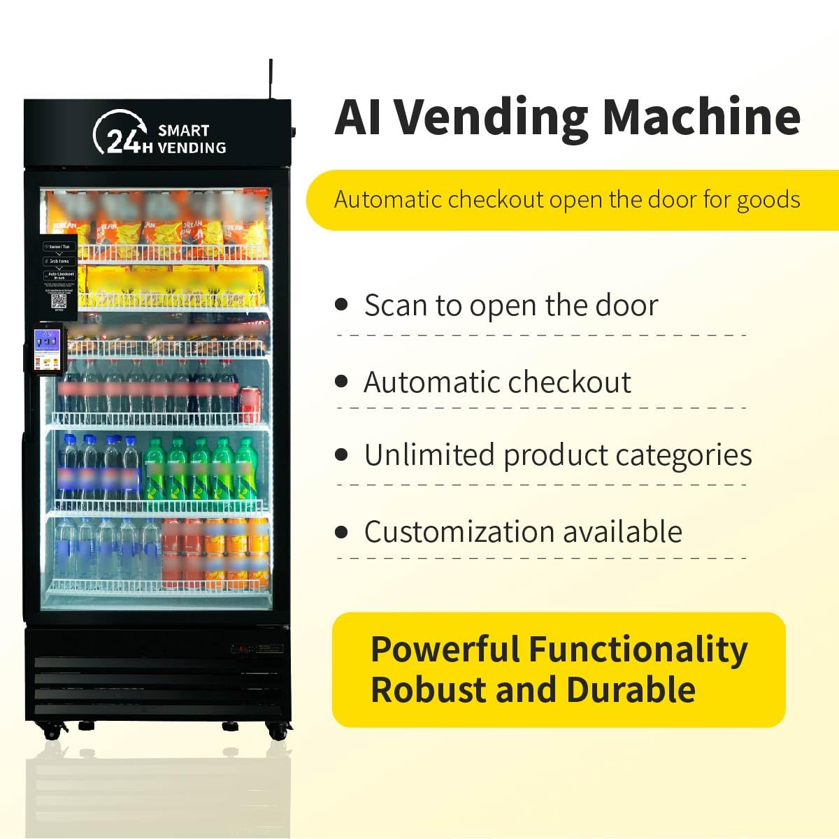 Vending Machine,Smart Refrigerated Vending Machine with Touch Card Reader (Black, Max)