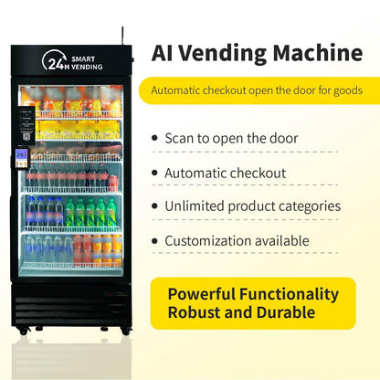 Vending Machine,Smart Refrigerated Vending Machine with Touch Card Reader (Black, Max)