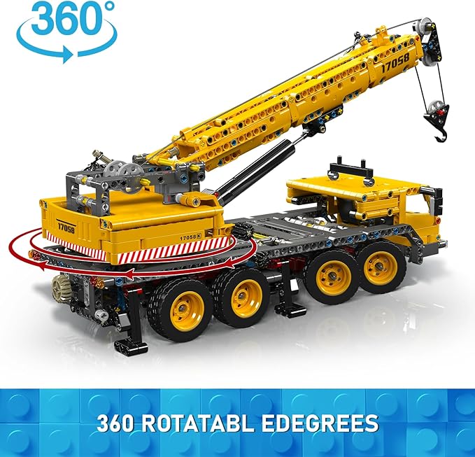 Mould King 17058 City Mobile Crane Truck Toy Building Set Construction Vehicle Model Blocks Kit for Adults Toys Gifts for Kids Children Playset for Boys and Girls Ages 8+(997 Pieces)