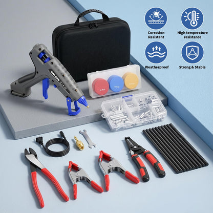 Professional Wire Splice Sealing Kit, Waterproof Wire Connector System with 200W Glue Gun, Sealant Sticks, Wire Stripper and Crimper Tools for Automotive, Marine, Trailer, ATV/UTV Wiring Repair