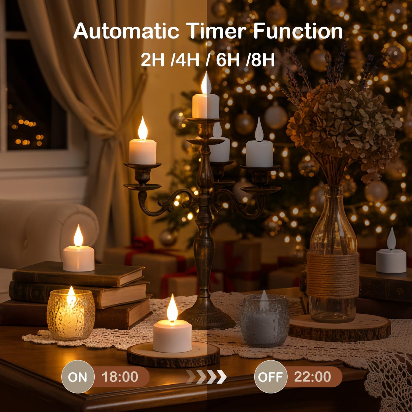 yunsheng Magnetic Rechargeable Tea Light Candles with Black Charging Base and Remote Timer, 12Pcs Battery Operated Tea Lights, LED Flameless Votive Candles for Home Wedding Party Decor(White)